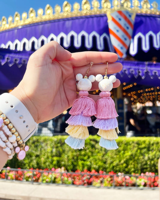 Fantasy Mouse Bead Tassel Earrings
